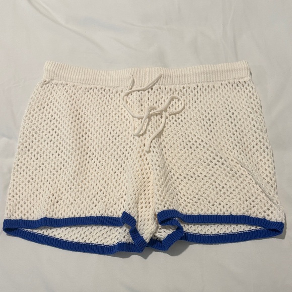 Shade & Shore Pants - Shade & Shore White Knit bathing suit shorts cover up